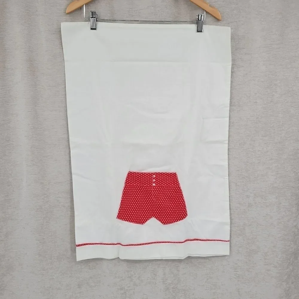 VINTAGE Standard Pillow Cases White with Red Boxers/Bloomers Pillowcase